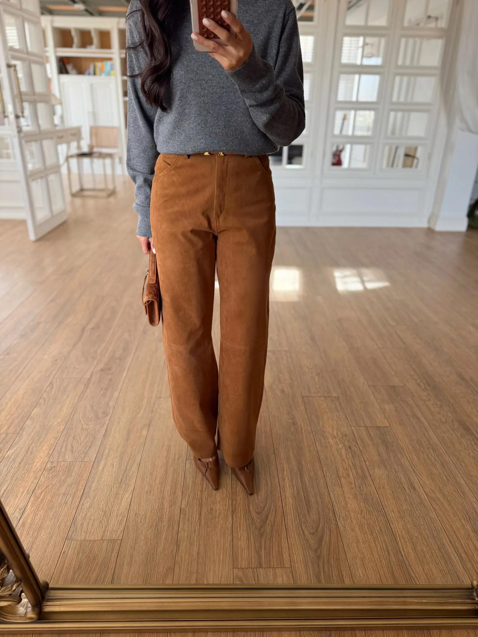 Elevens Süet Kaplama Düğmeli Boru Paça Pantolon