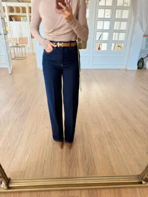 Adrianna Lacivert Wide Leg Jean