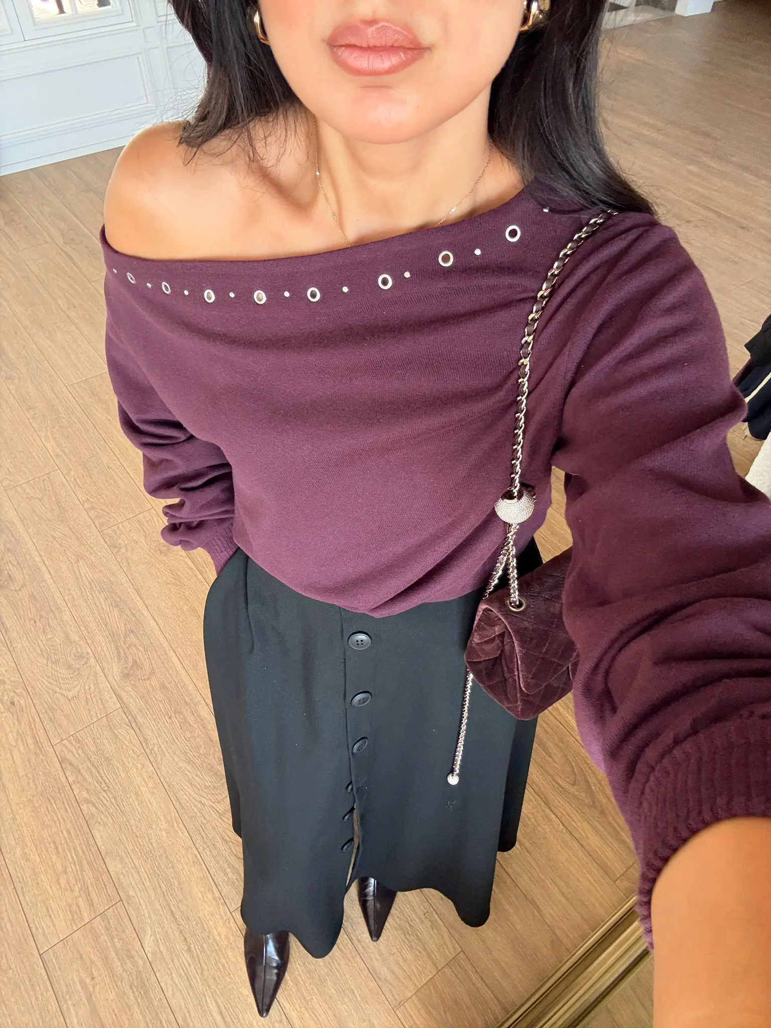 Persa Kayık Yaka Kuş Gözü Detaylı Triko