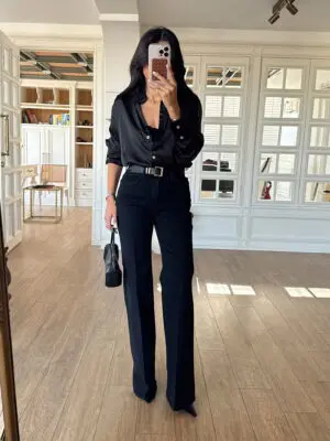 Odris Antrasit/Siyah Kemerli İspanyol Paça Jean