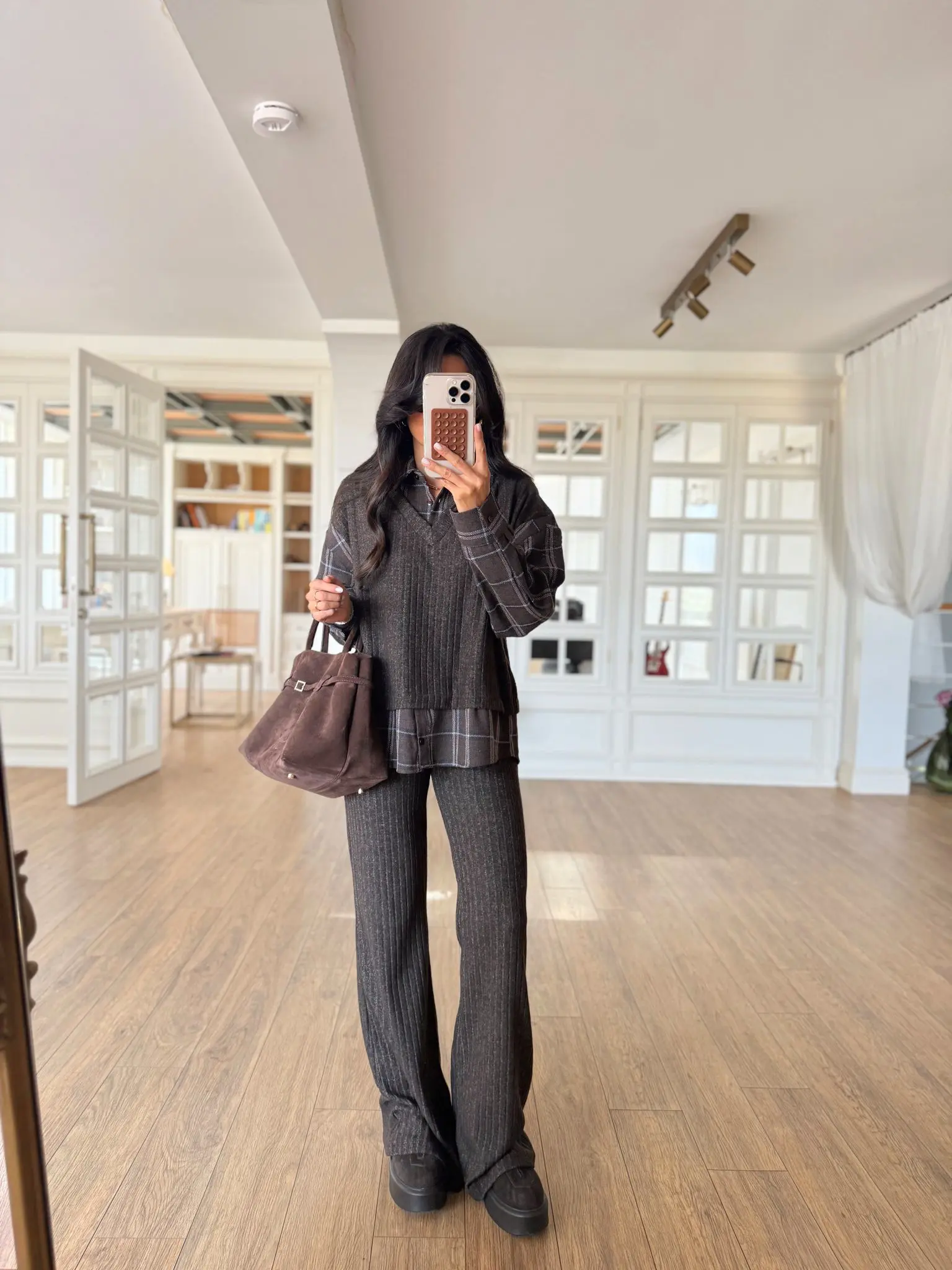 Sahra Oduncu Gömlek Detaylı Triko Takım