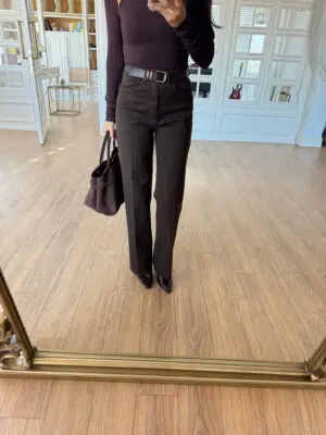 Rosta Koyu Kahve Kesik Paça Kemerli Jean