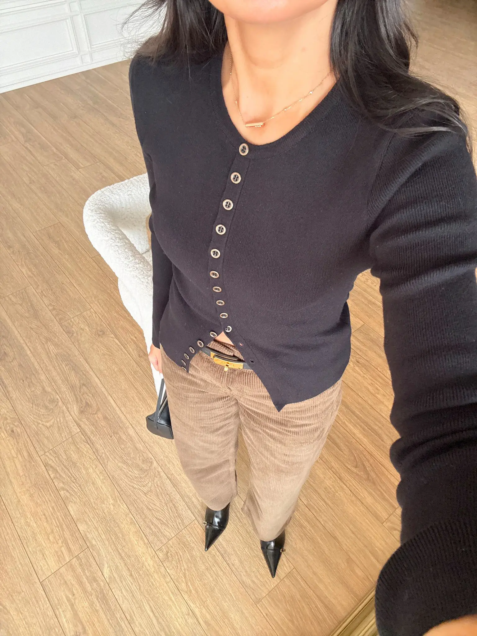 Omiye Mau Metal Düğmeli Triko - Siyah, 34