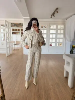 Oriska ZR Yılan Desenli Gold Düğmeli Jean Ceket