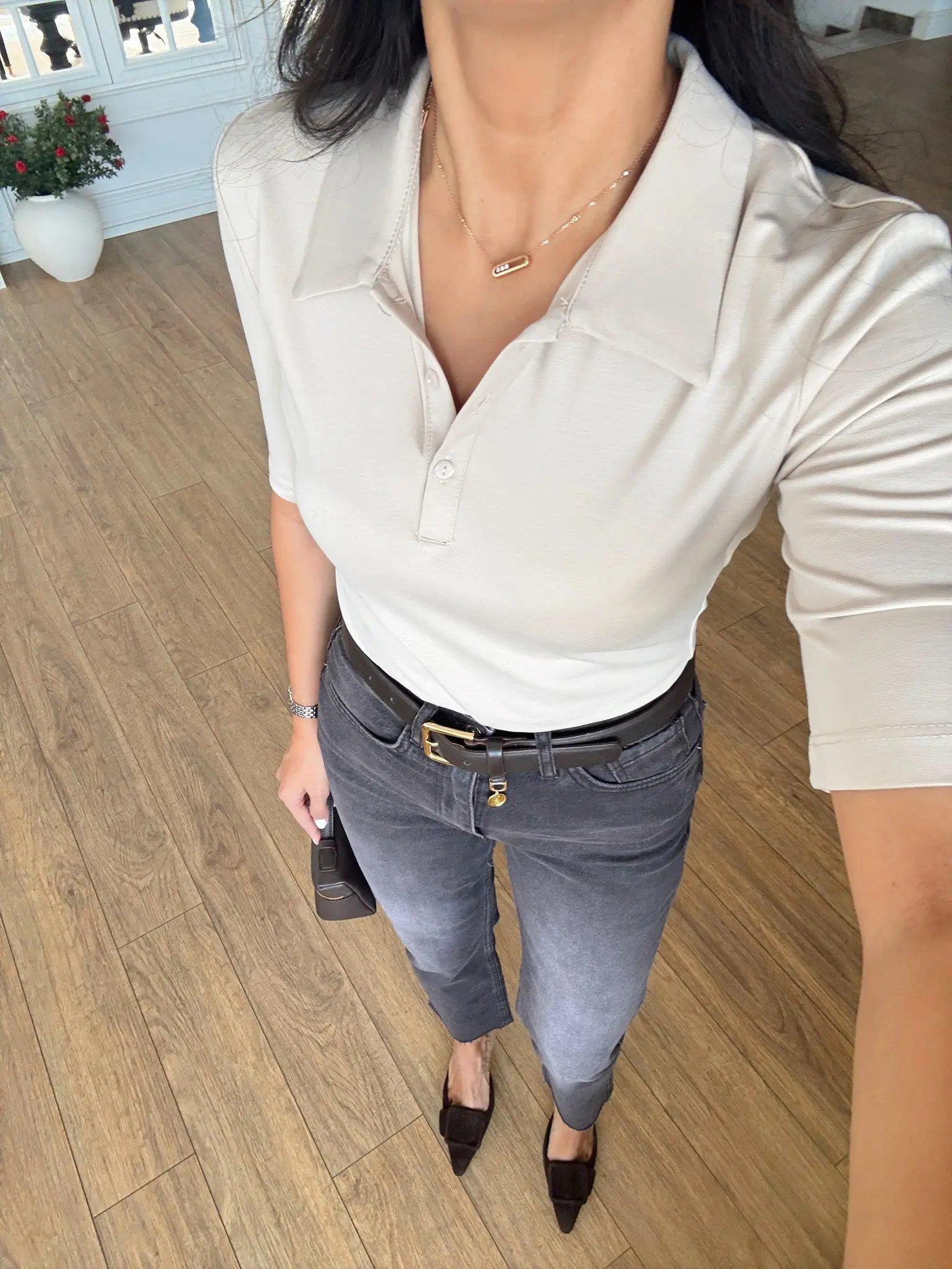 Peoky Kısa Kol Polo Yaka Bodysuit - Bej, 36