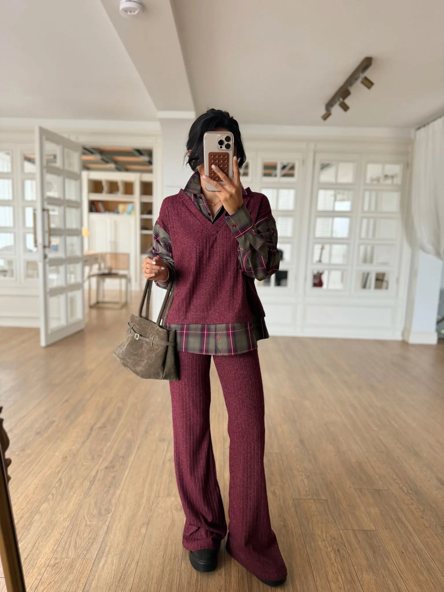 Sahra Oduncu Gömlek Detaylı Triko Takım