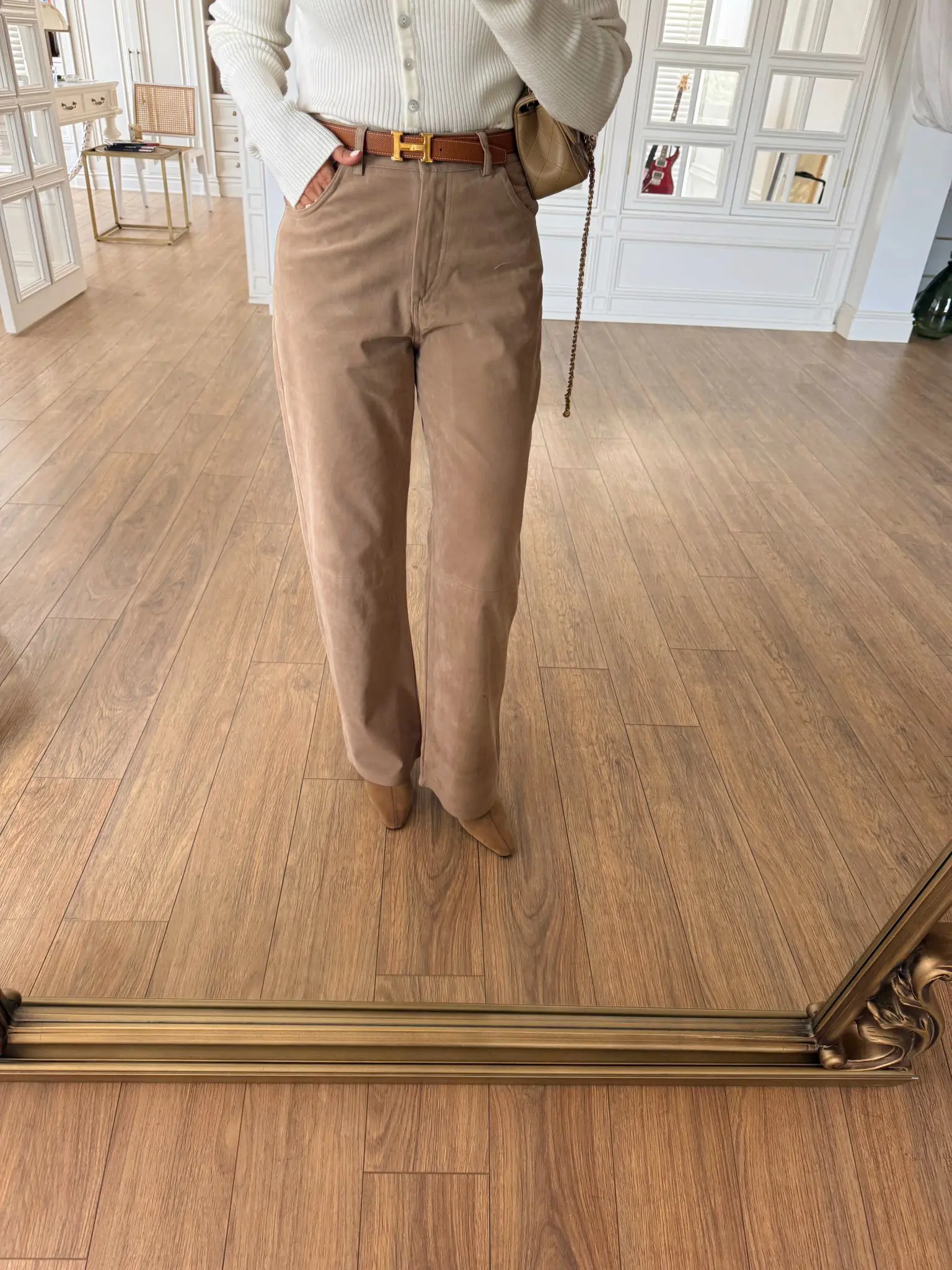 Elevens Süet Kaplama Düğmeli Boru Paça Pantolon