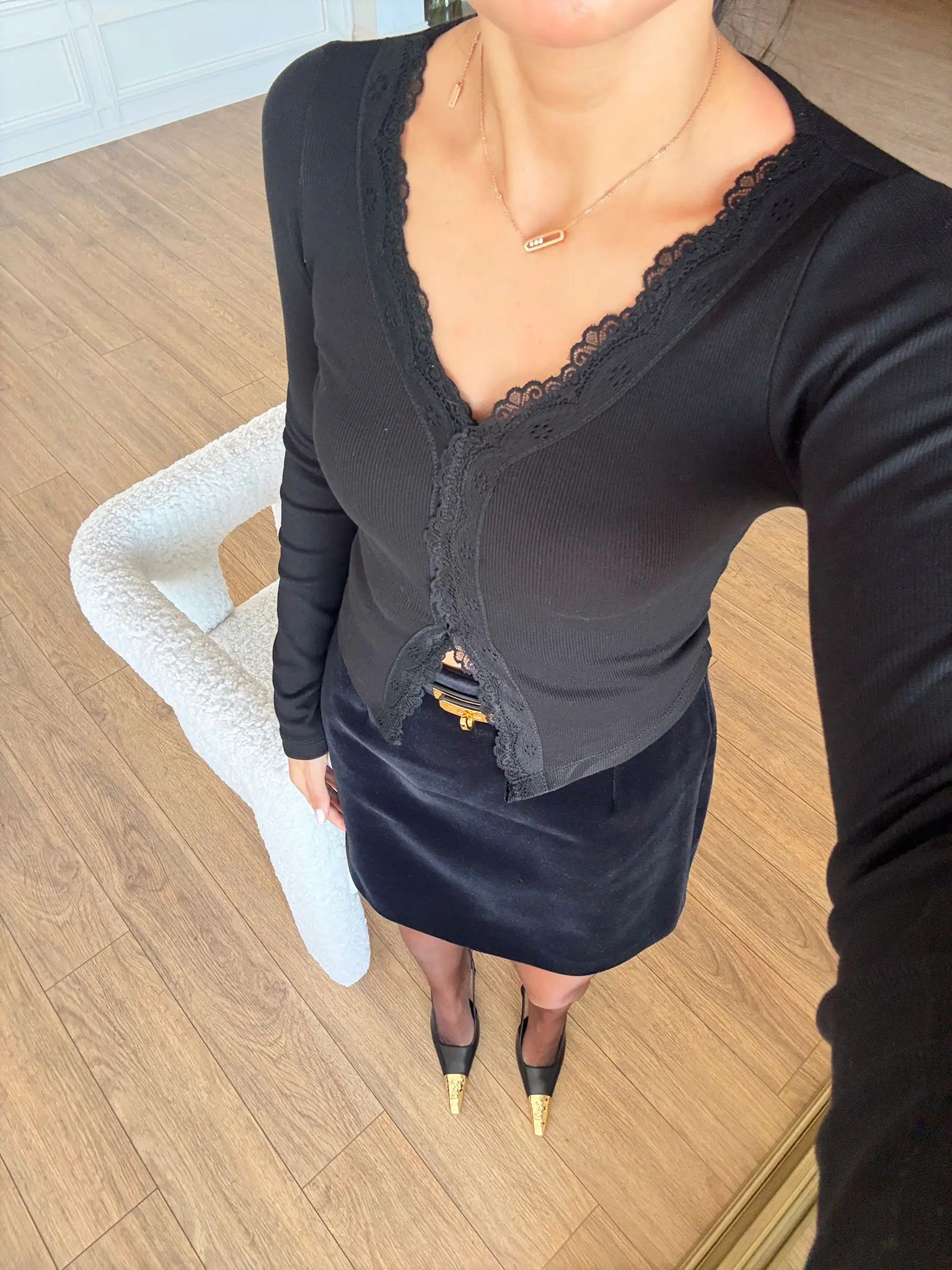 Olofix Dantel Şeritli Uzun Kollu Bluz