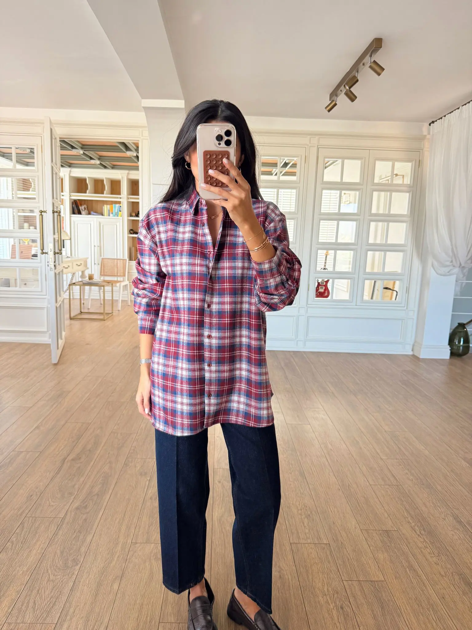 Onapy Kareli Oduncu Gömlek - Bordo-Mavi, Standart