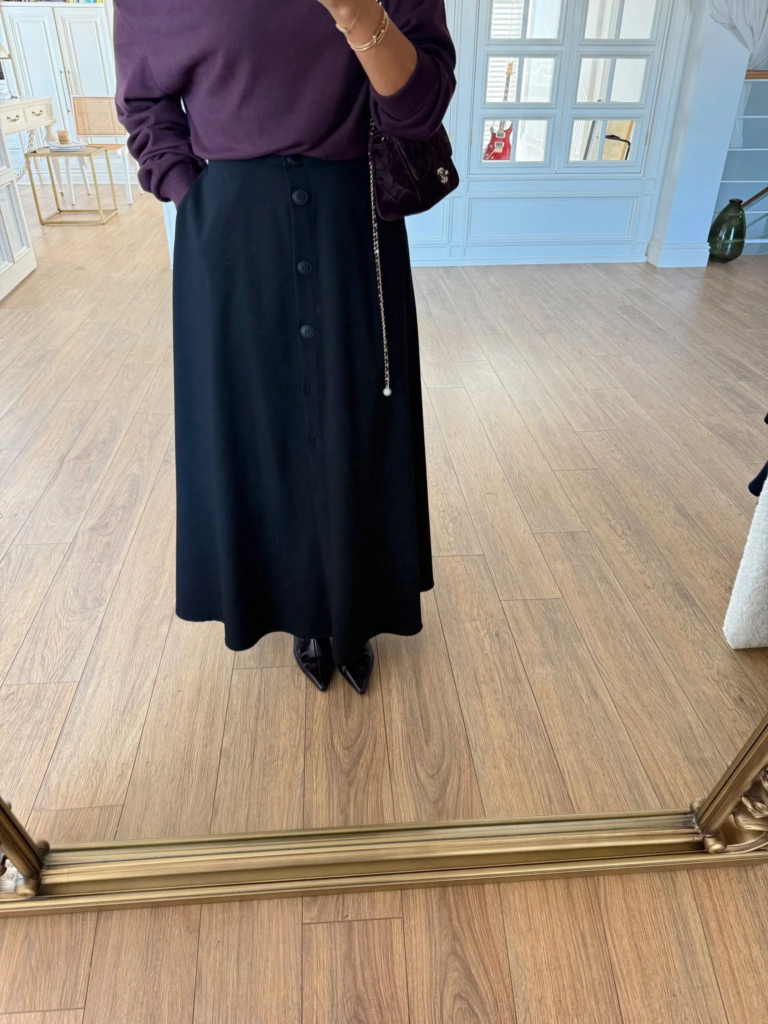 Jedi Önden Düğme Detaylı Maxi Boy Etek