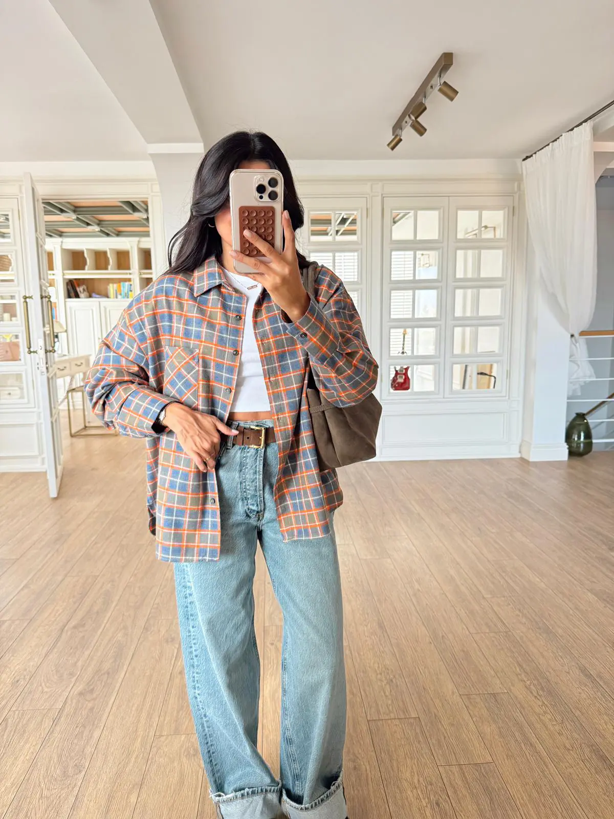 Orive New Kareli Gömlek - Yeşil-Turuncu, Standart