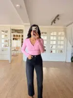 Sugar Düğme Detaylı Fitilli Bluz