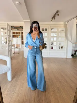 Elise ZR Açık Mavi Ultra Geniş Paça Jean