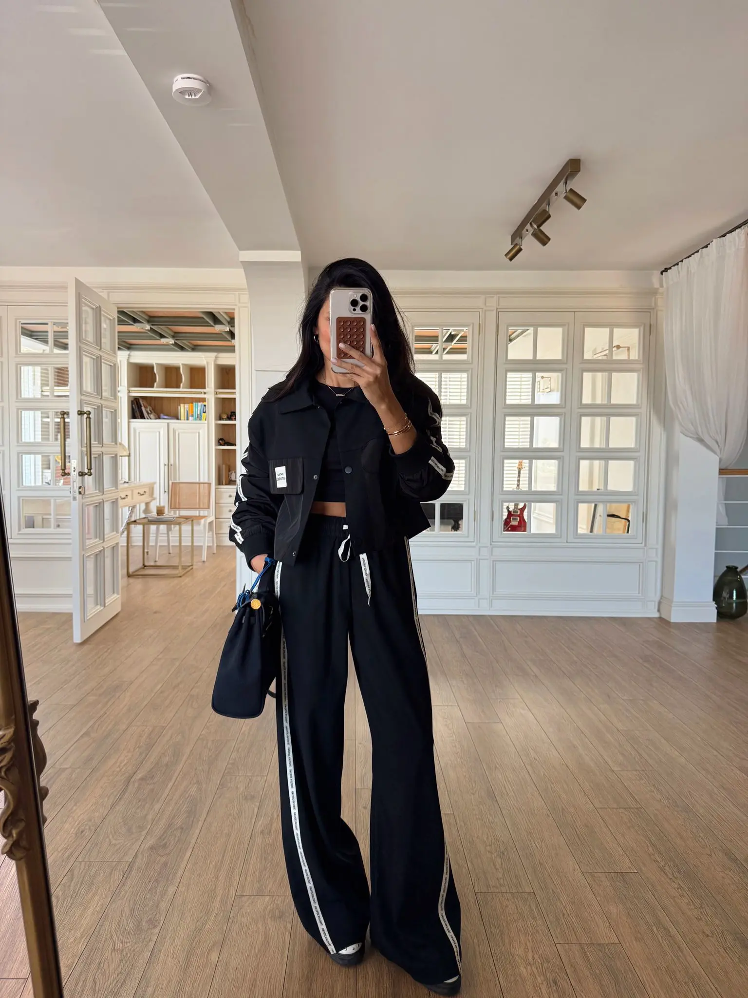 Vintage Natural Baskılı Çift Cepli Ceket