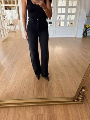 Teo Antrasit/Siyah Dikey Taşlı Straight Jean