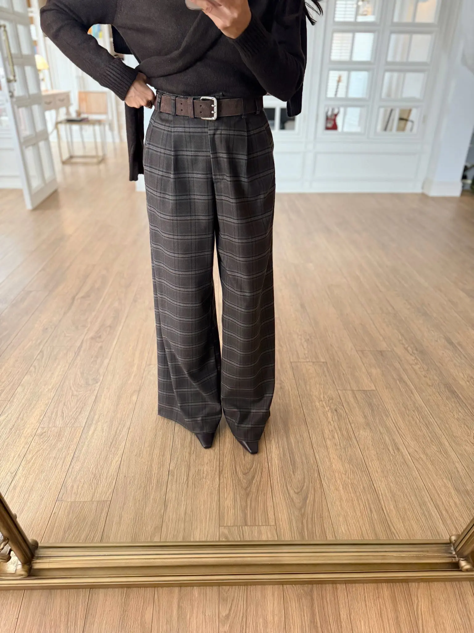 Stach New Ekoseli Bel Pensli Palazzo Pantolon - Kahve, 34