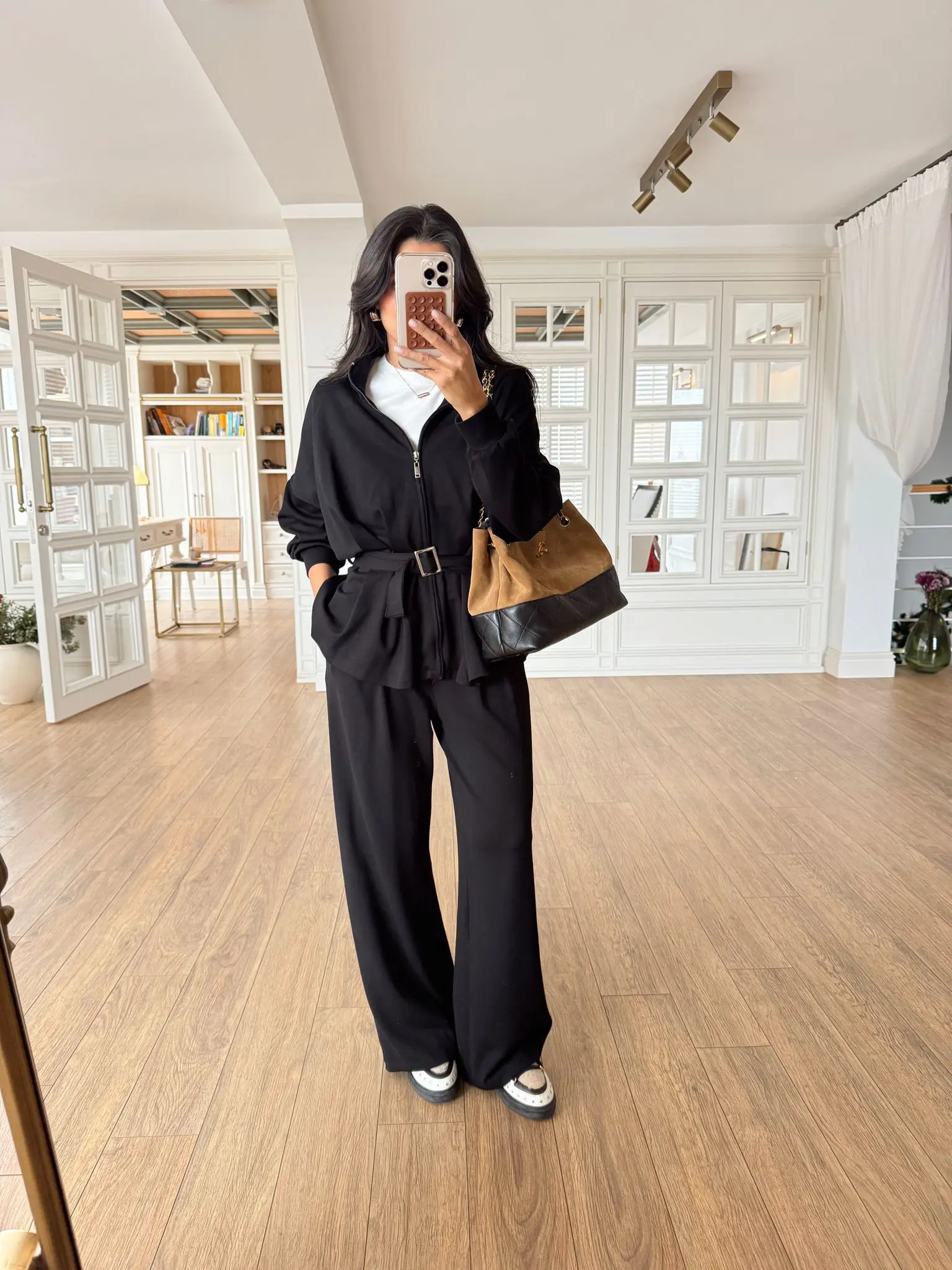 Menkow Kuşaklı Bel Lastikli Fermuarlı Modal Takım