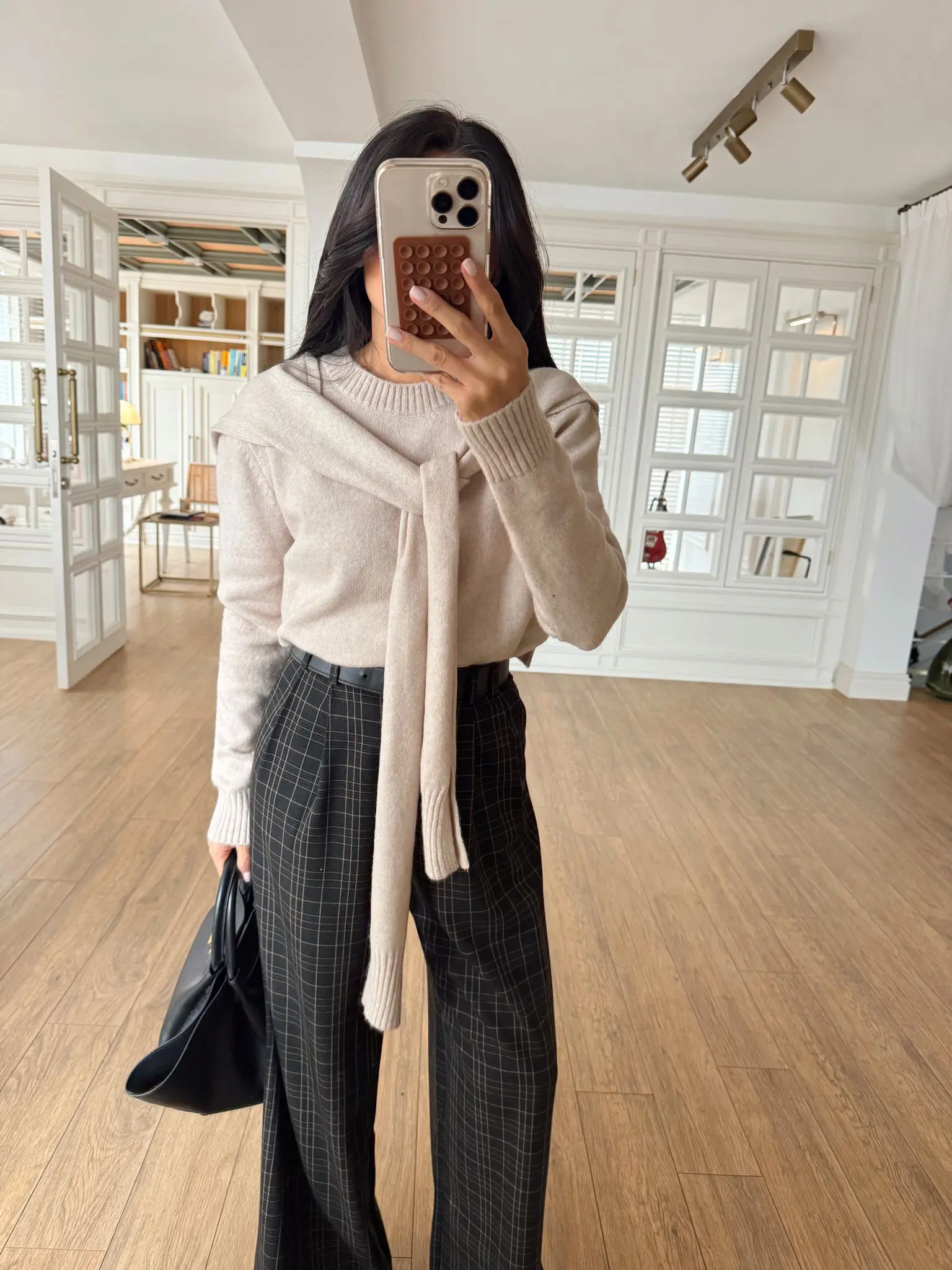 Onitex New Kendinden Şal Detaylı Triko - Bej, 34