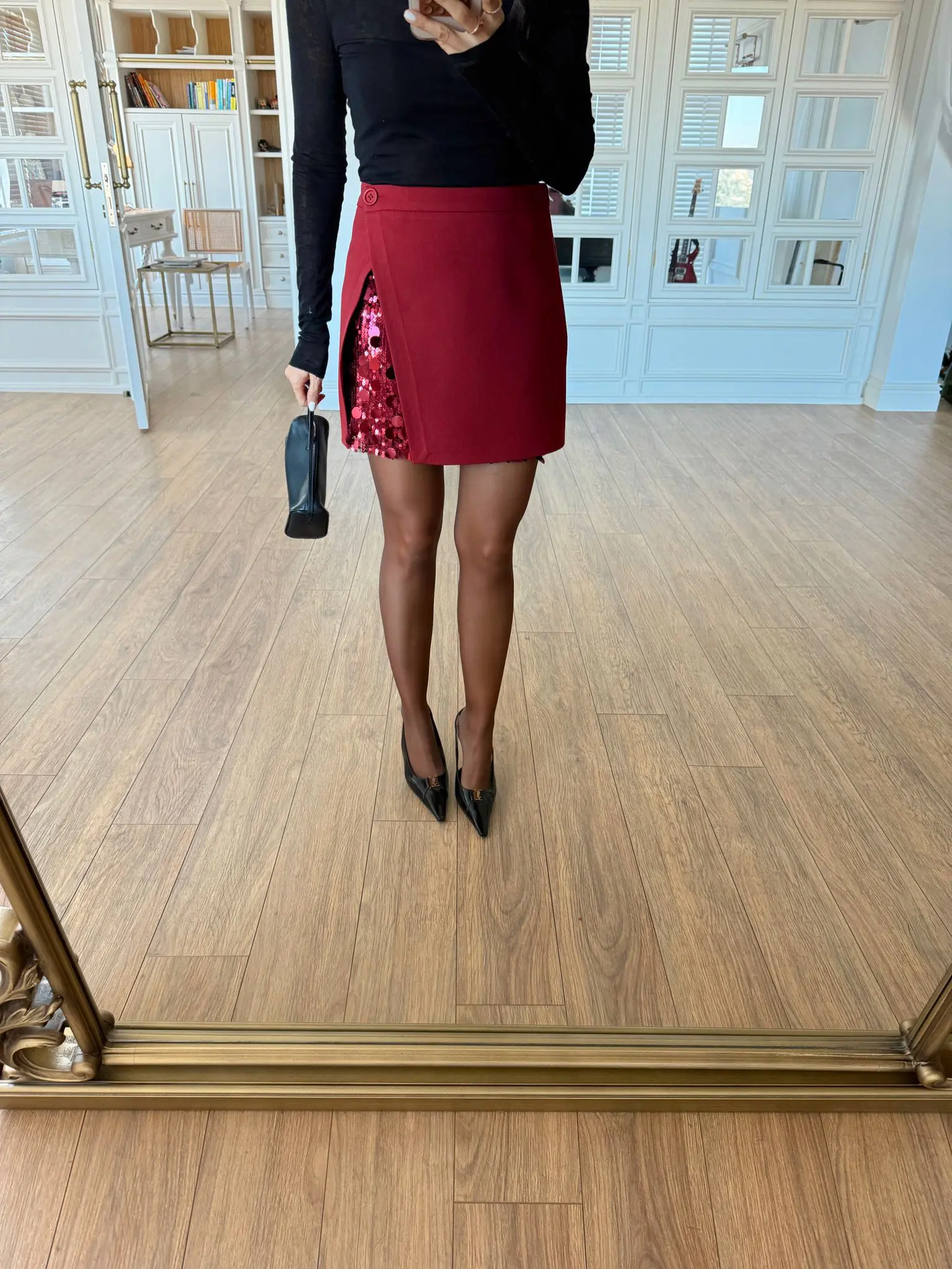 Jakar Winal İçi Payetli Düğmeli Mini Etek