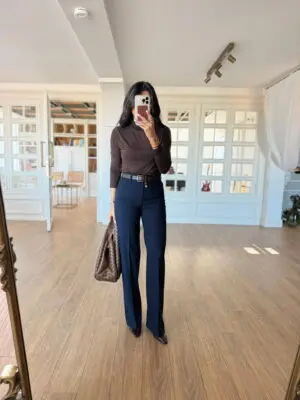 Erica Lacivert Çizgili Kumaş Pantolon