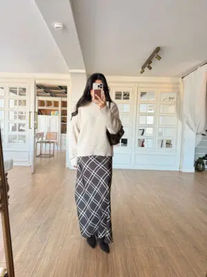 Doxi Haki-Bej Maxi Boy Saten Çan Etek