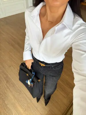 Karolina Beyaz Slim Fit Basic Poplin Gömlek