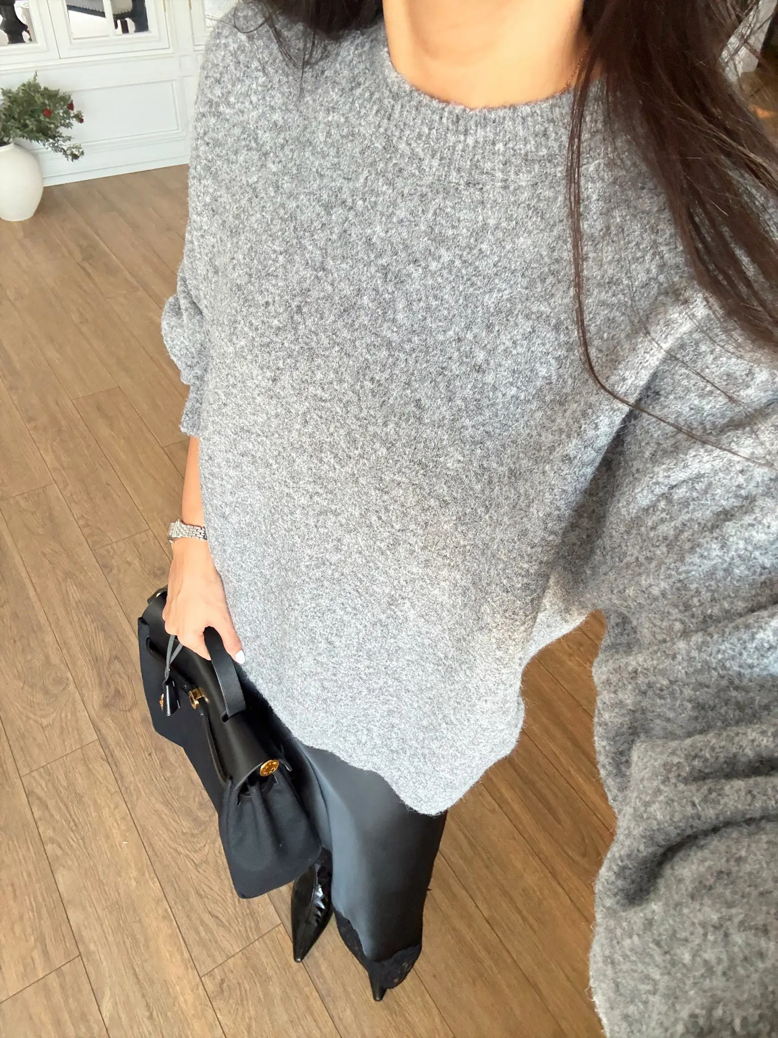 Himons Yumuşak Dokulu Premium Bisiklet Yaka Basic Triko - Füme, Standart