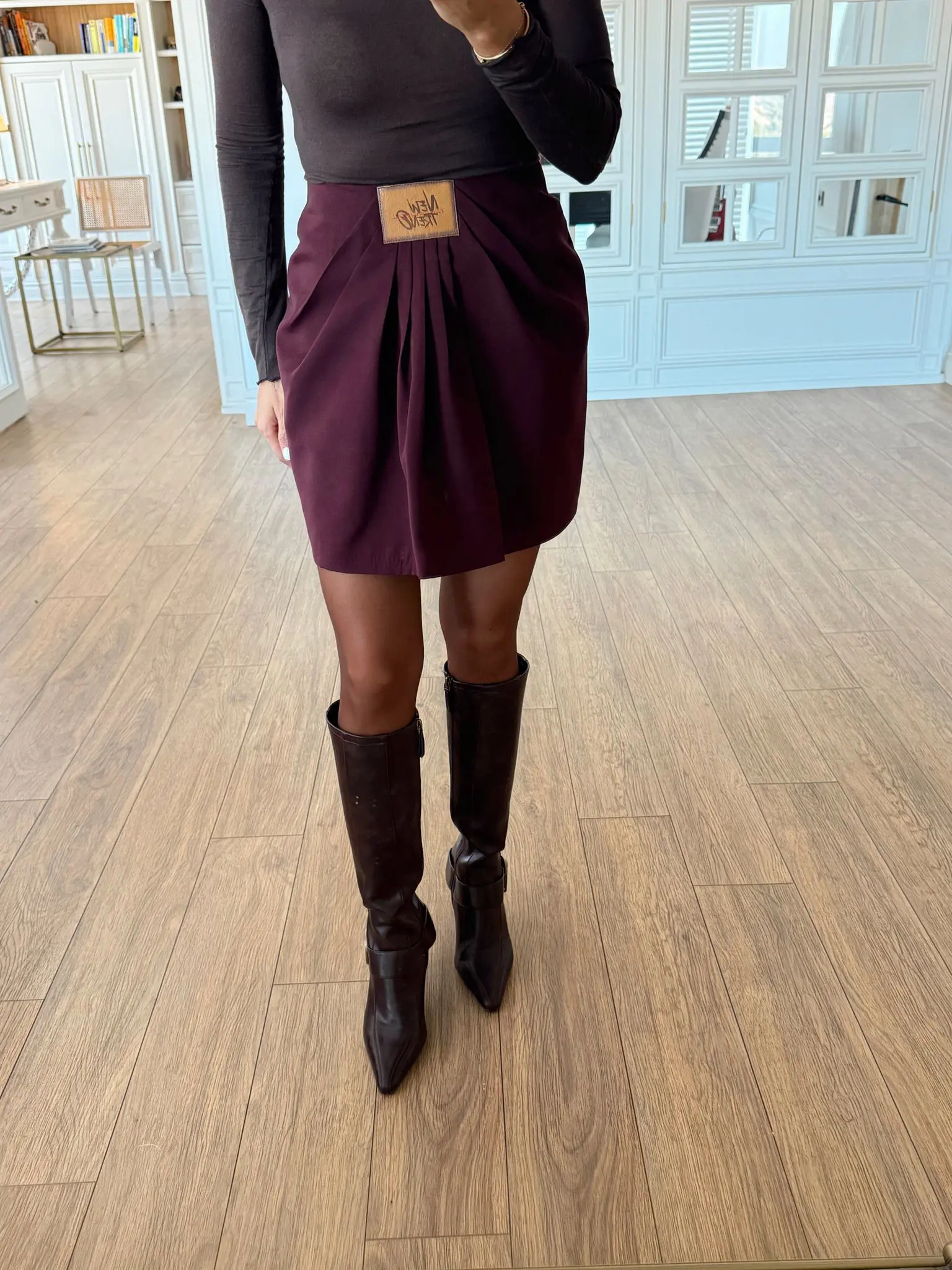 Onegro New Trena Bel Pensli Fermuarlı Etek