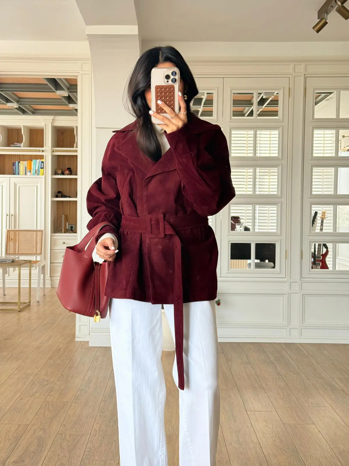 Rikkos Toka Kemer Detaylı Reglan Kol Süet Ceket