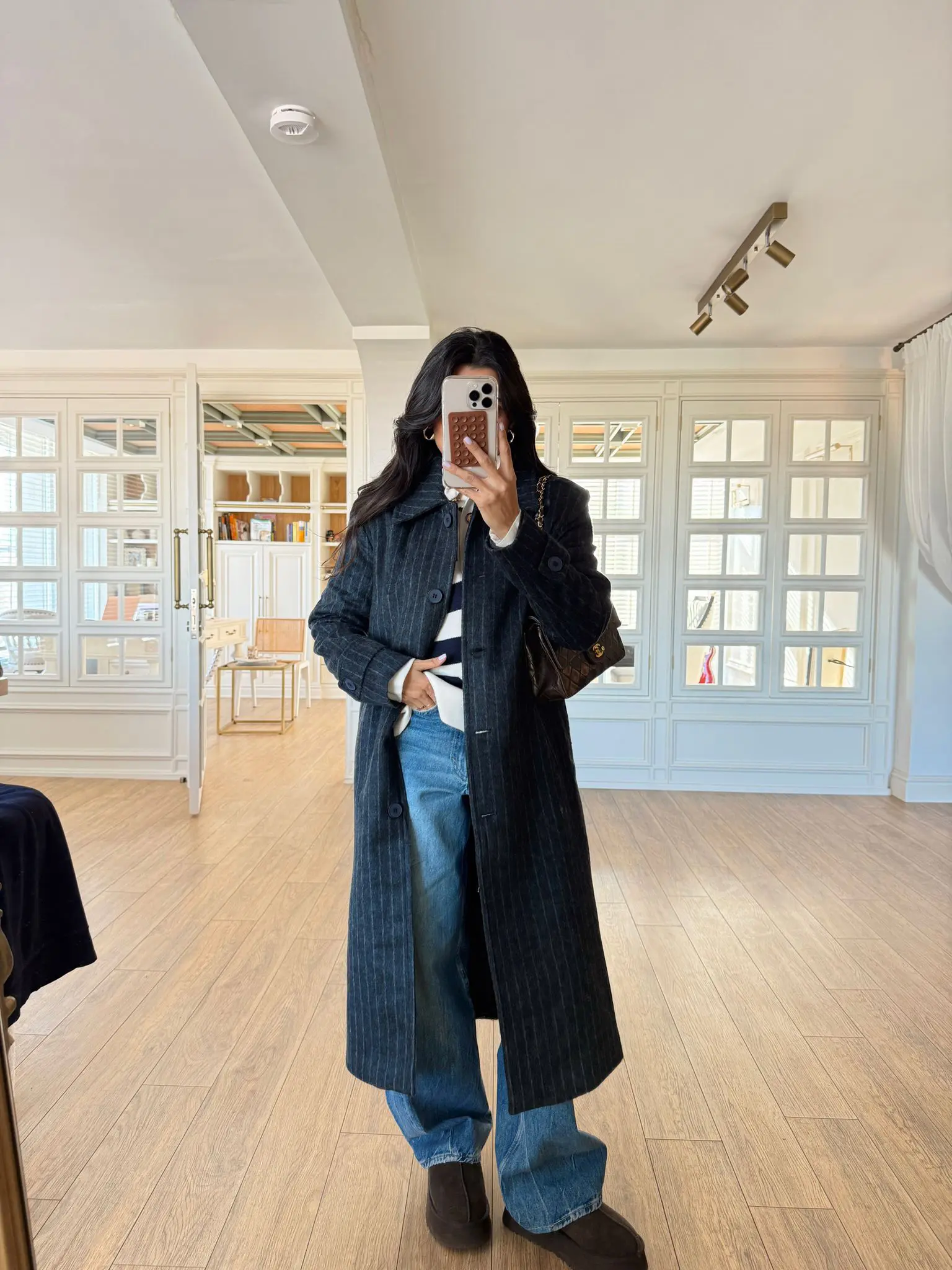 Cermodern MD Beş Düğmeli Çizgili Kaşe Kaban