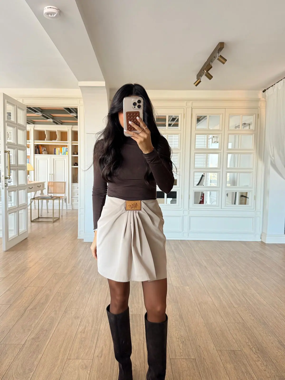 Onegro New Trena Bel Pensli Fermuarlı Etek