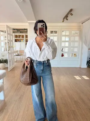 Wanbiss Beyaz Beli Lastikli Kapüşonlu Jean Sweat