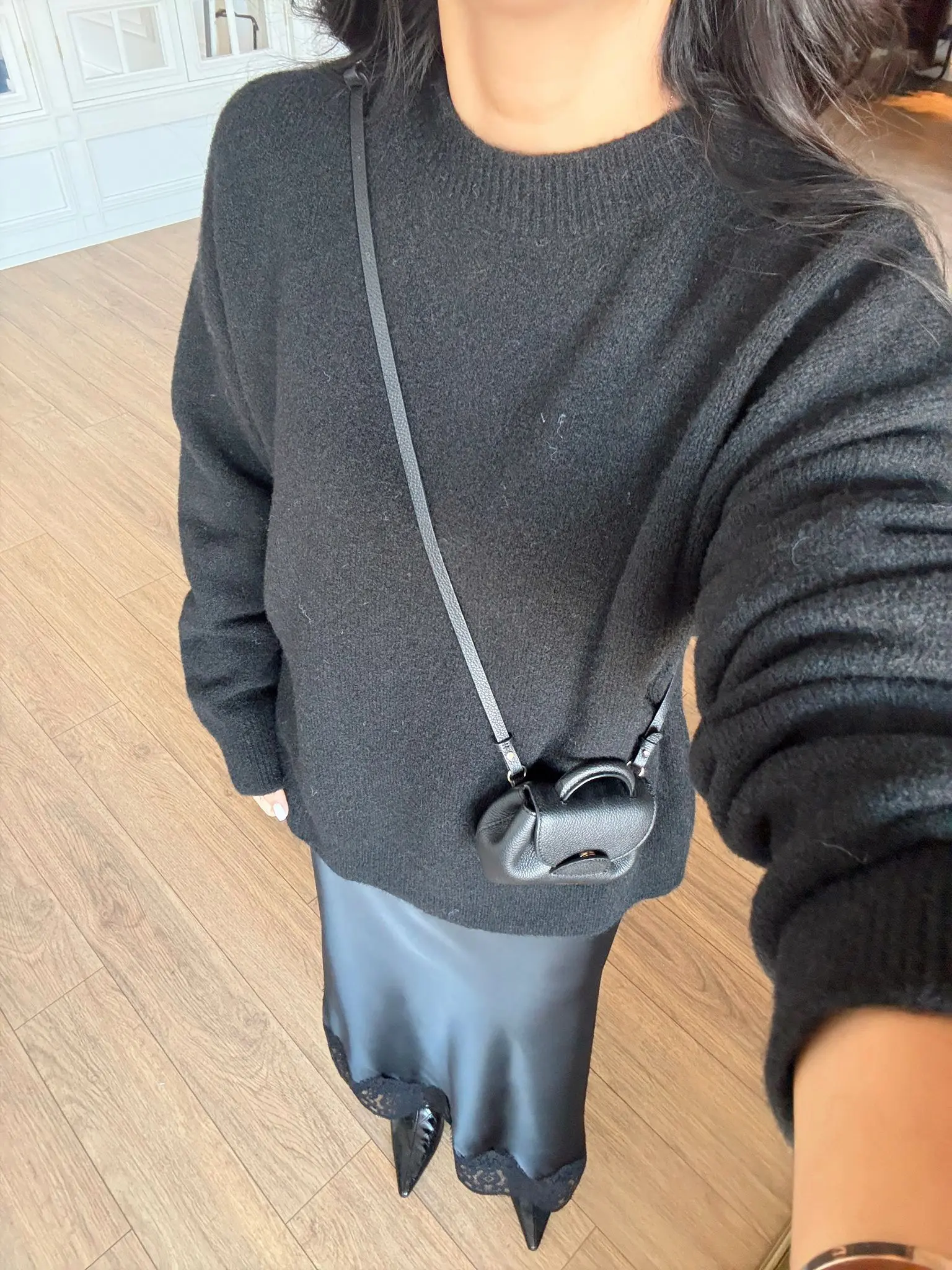 Himons Yumuşak Dokulu Premium Bisiklet Yaka Basic Triko - Siyah, Standart