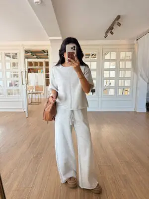 QuQa Kesik Detaylı Kısa Kollu Takım