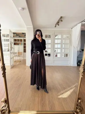 Pernois Nisyen Kahve-Siyah Ekoseli Etek