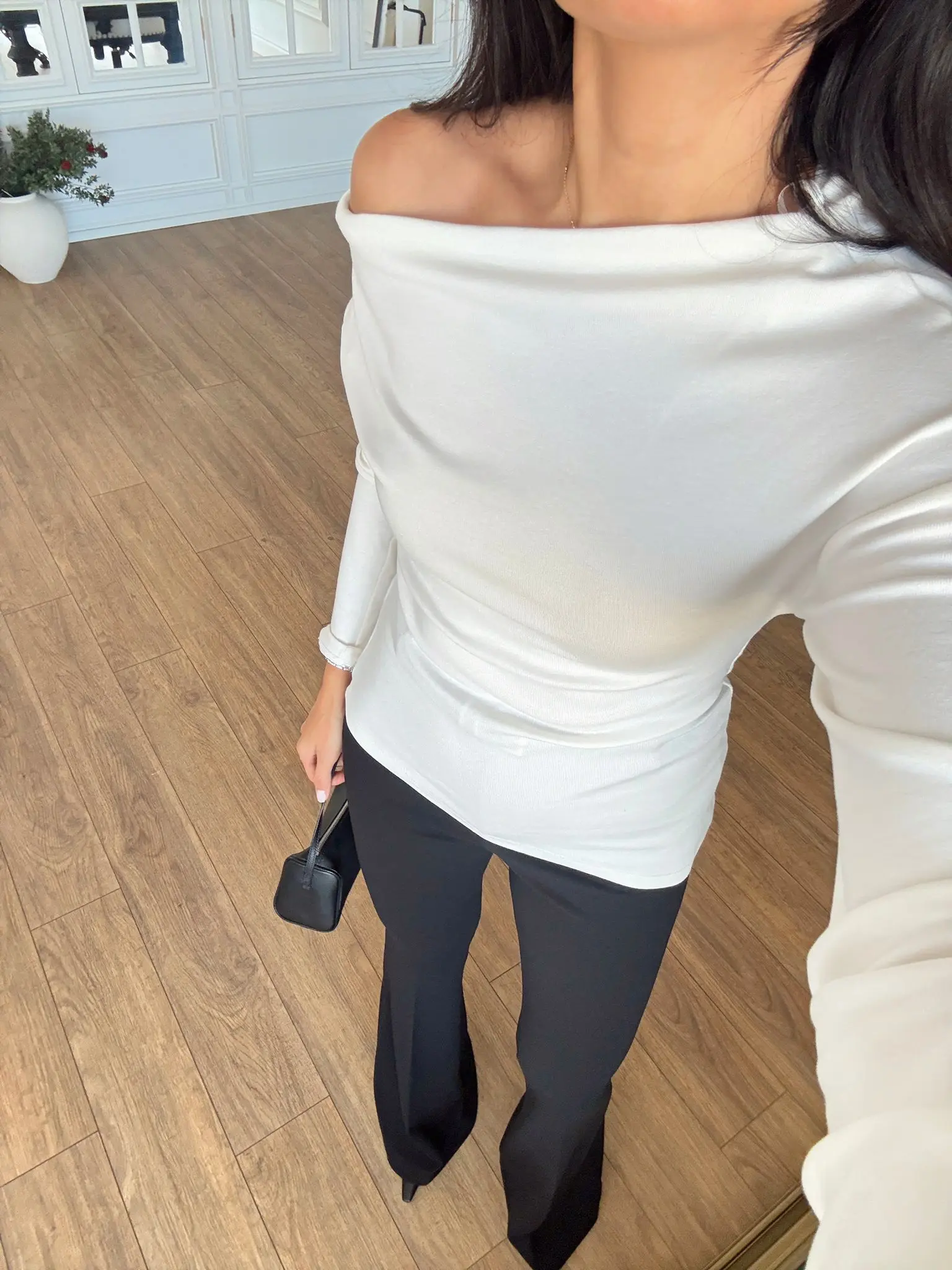 Cello Kayık Yaka Asimetrik Bluz - Ekru, 36