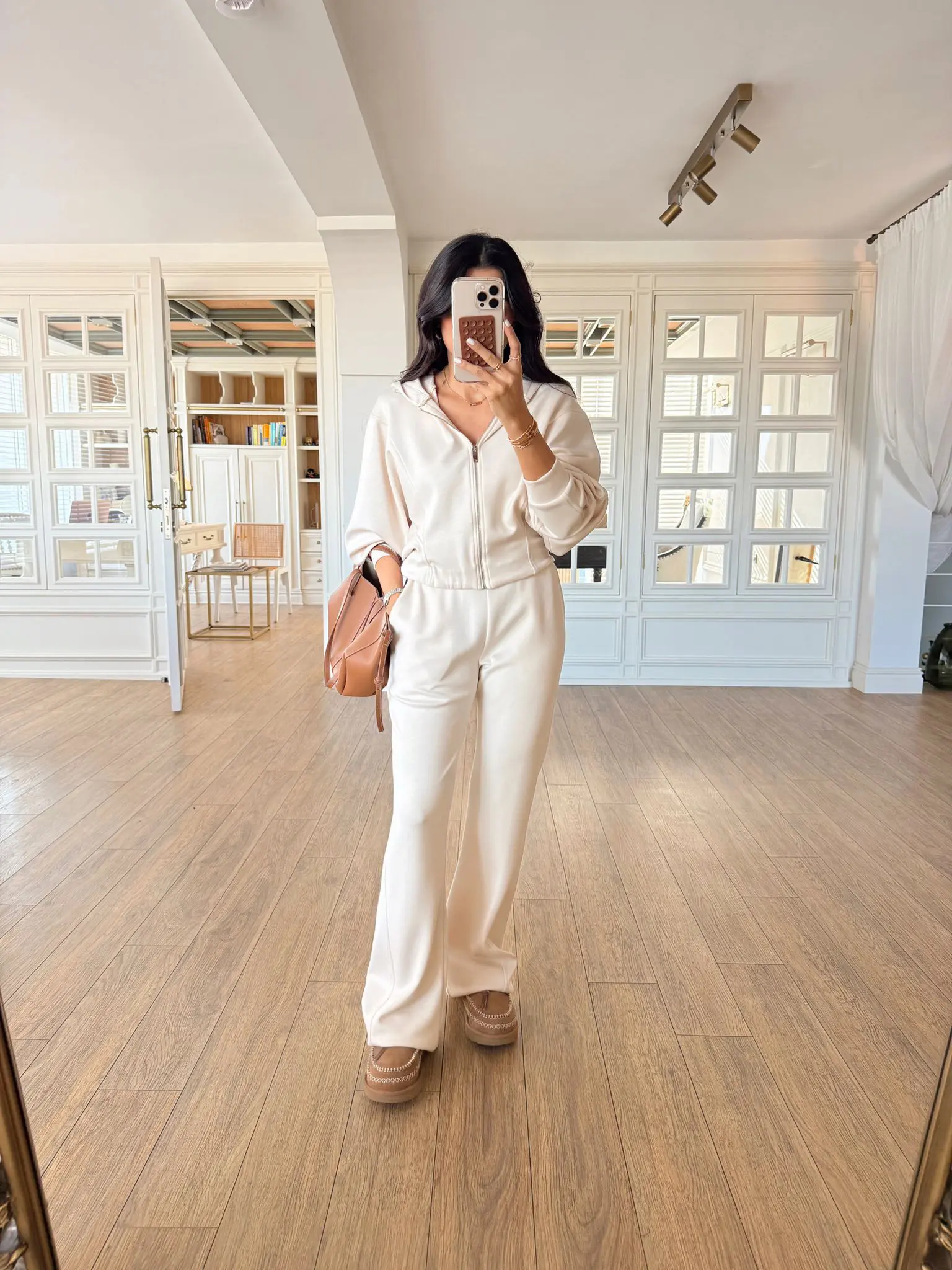 Ovilla Yarasa Kol Kapüşonlu Fermuarlı Sweat Pantolon Takım