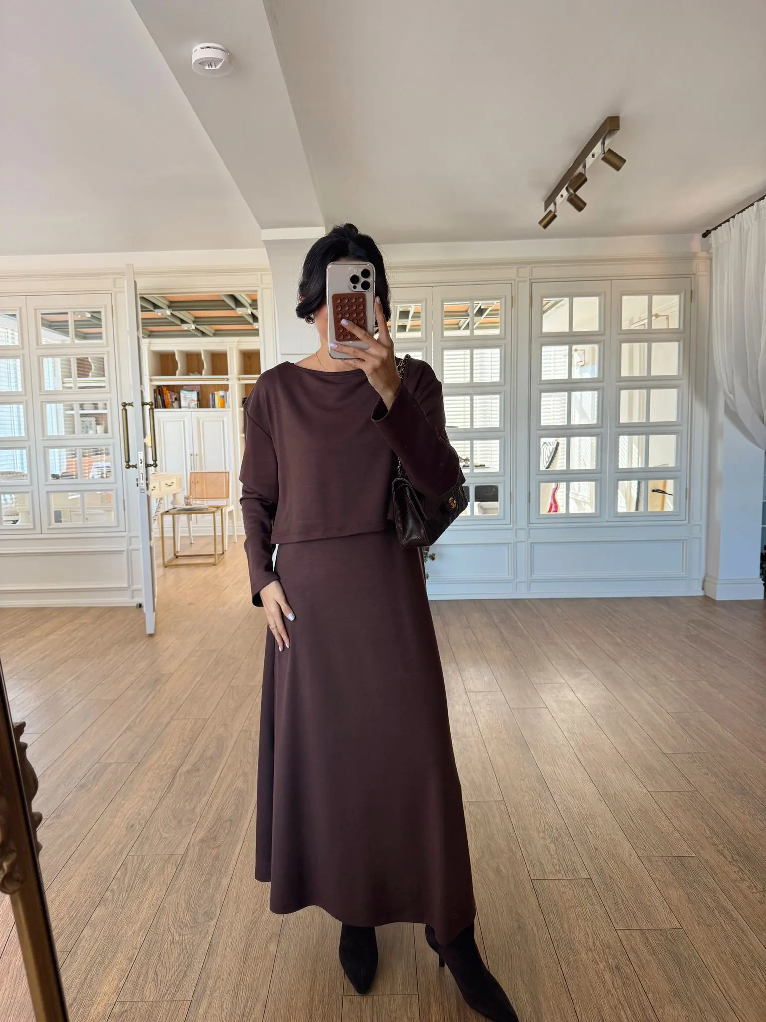 Sopranos Kalın Askılı Midi Boy Elbise-Bluz Takım