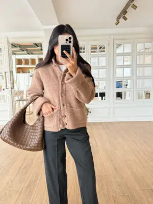 Hansel Dik Yaka Düğmeli Triko Ceket