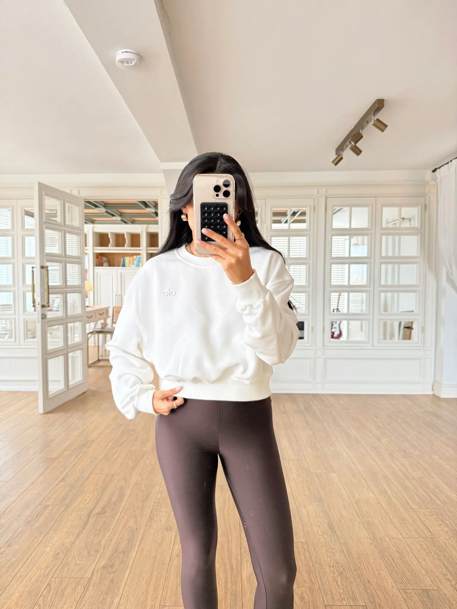 Holacat Alo Baskılı Bisiklet Yaka Basic Crop Sweat