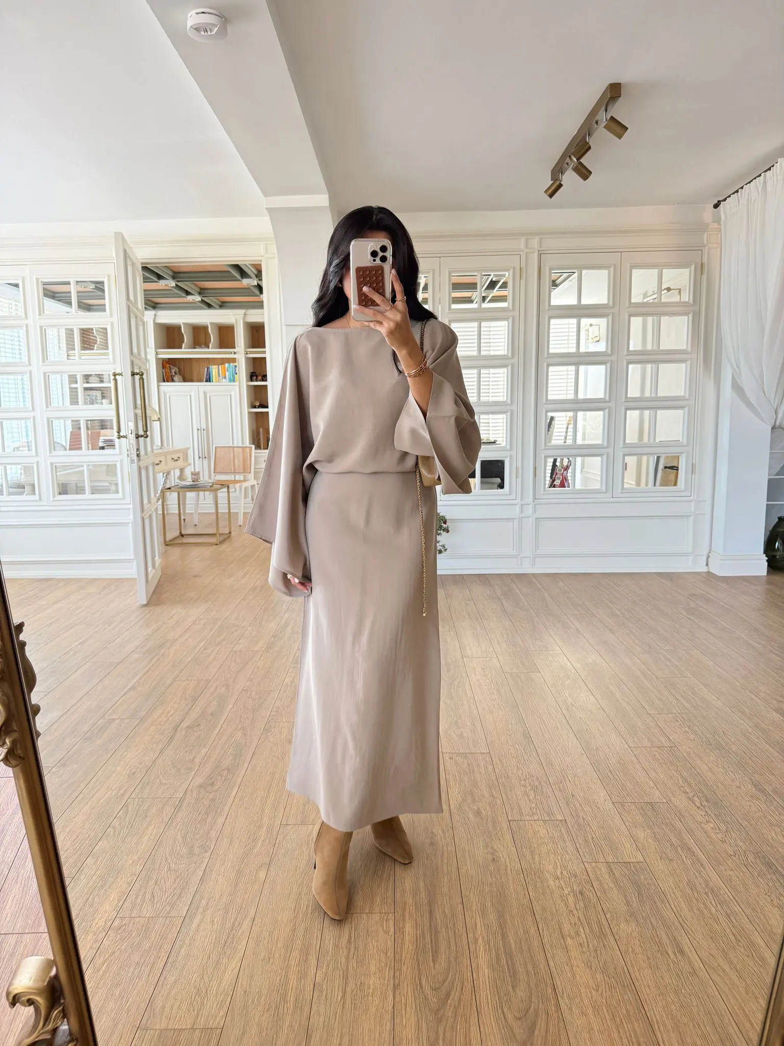 Reddop Yarasa Kol Bel Bağlamalı Maxi Elbise