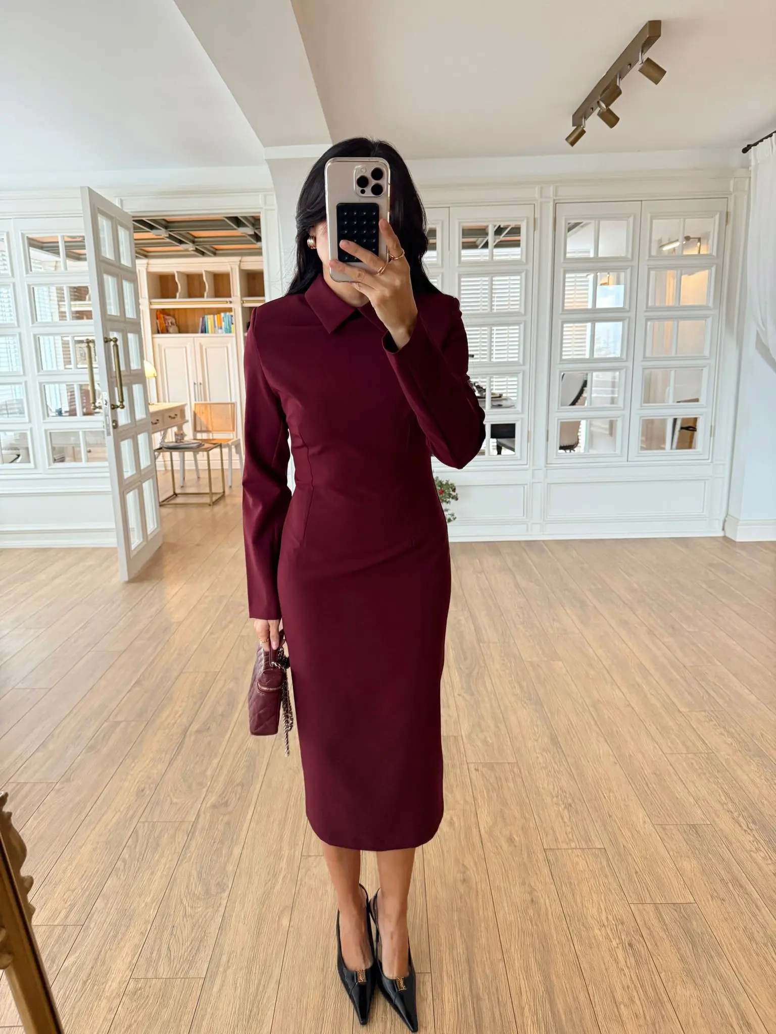 Sista Bebe Yaka Vatkalı Arka Yırtmaç Detaylı Elbise