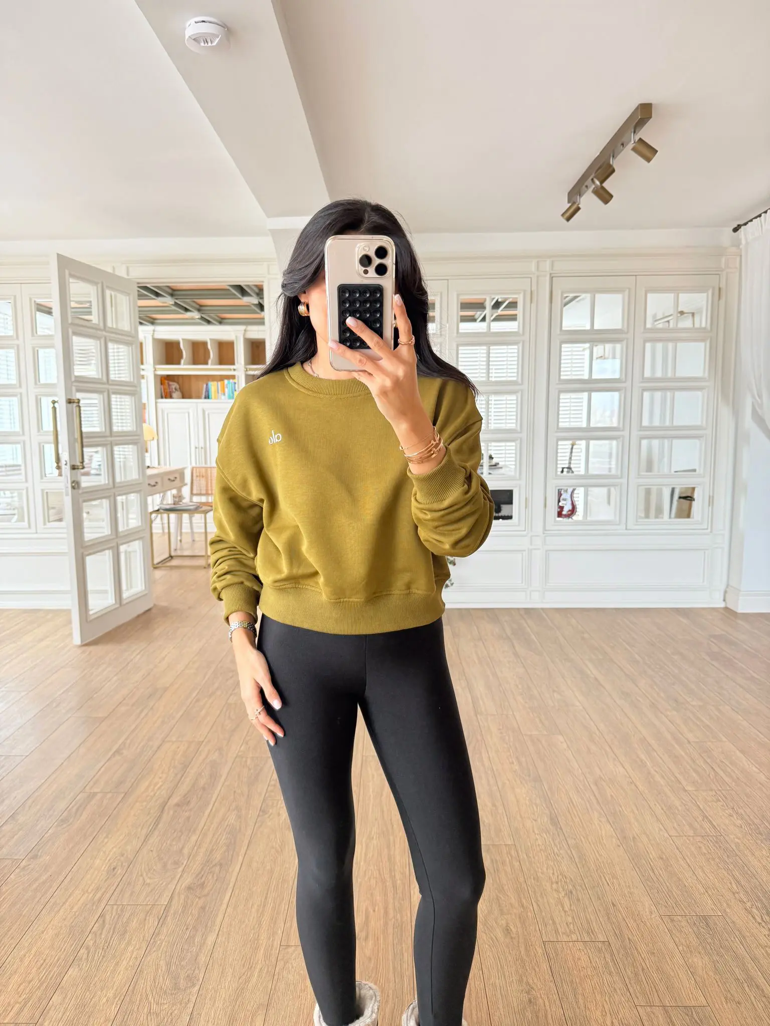 Holacat Alo Baskılı Bisiklet Yaka Basic Crop Sweat