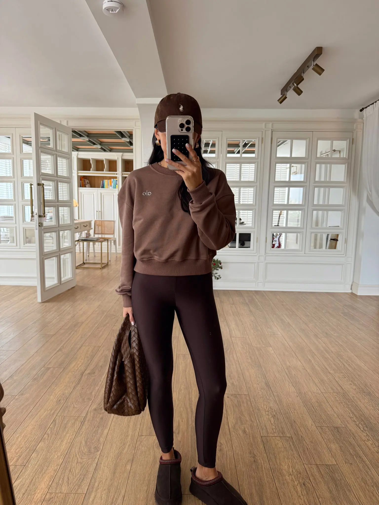 Holacat Alo Baskılı Bisiklet Yaka Basic Crop Sweat