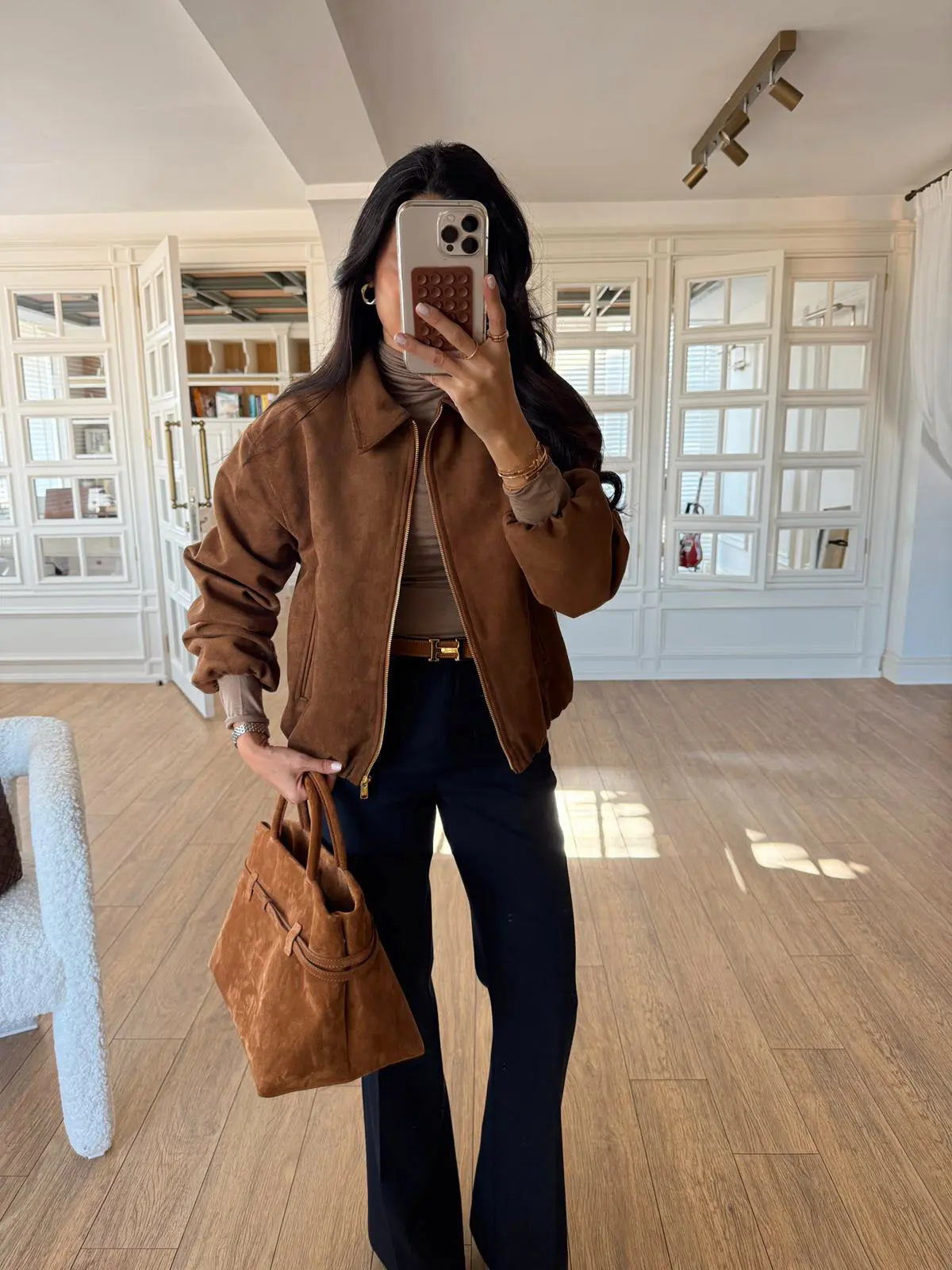 Taric Gold Fermuarlı Süet Bomber Ceket