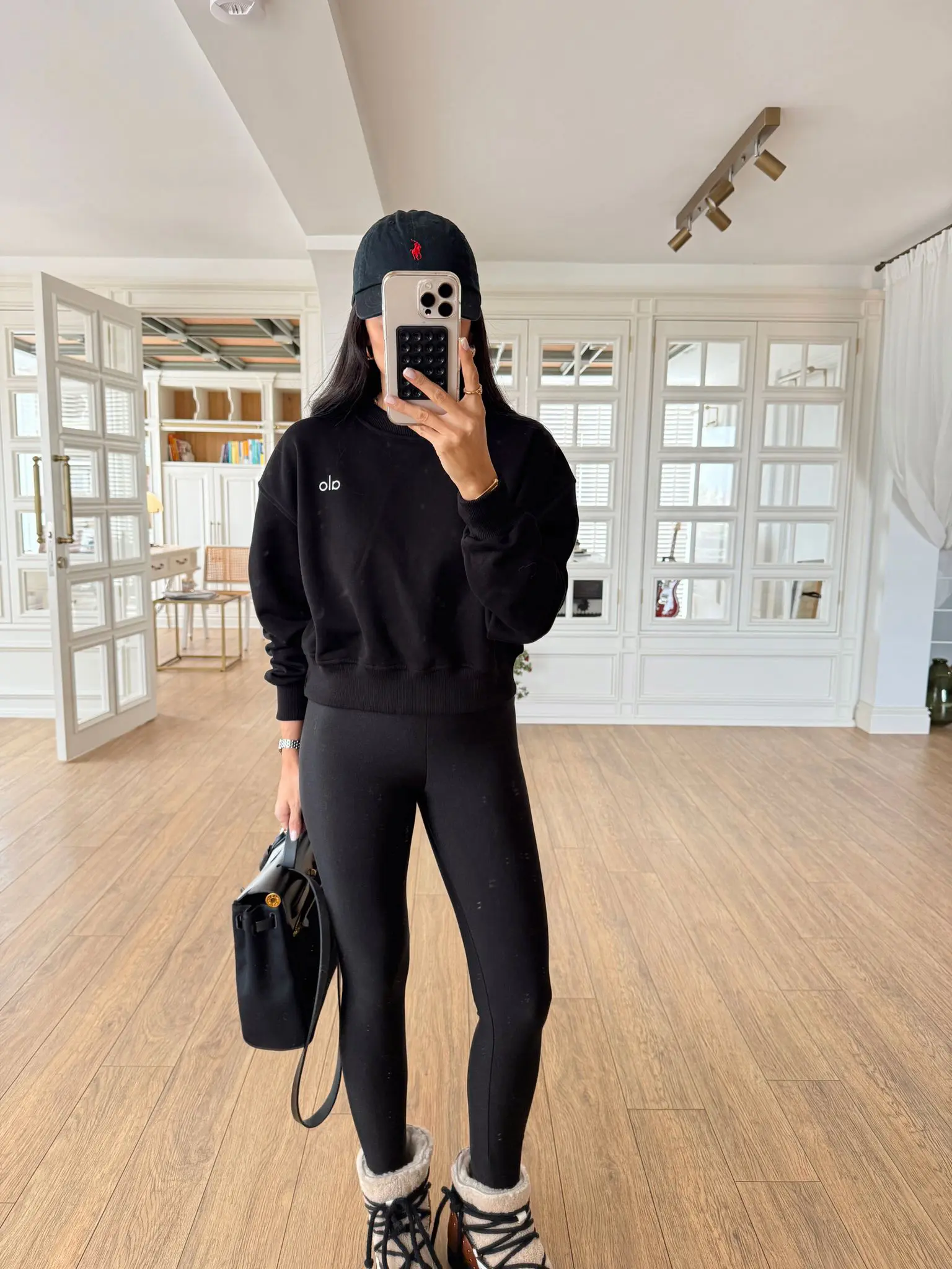 Holacat Alo Baskılı Bisiklet Yaka Basic Crop Sweat