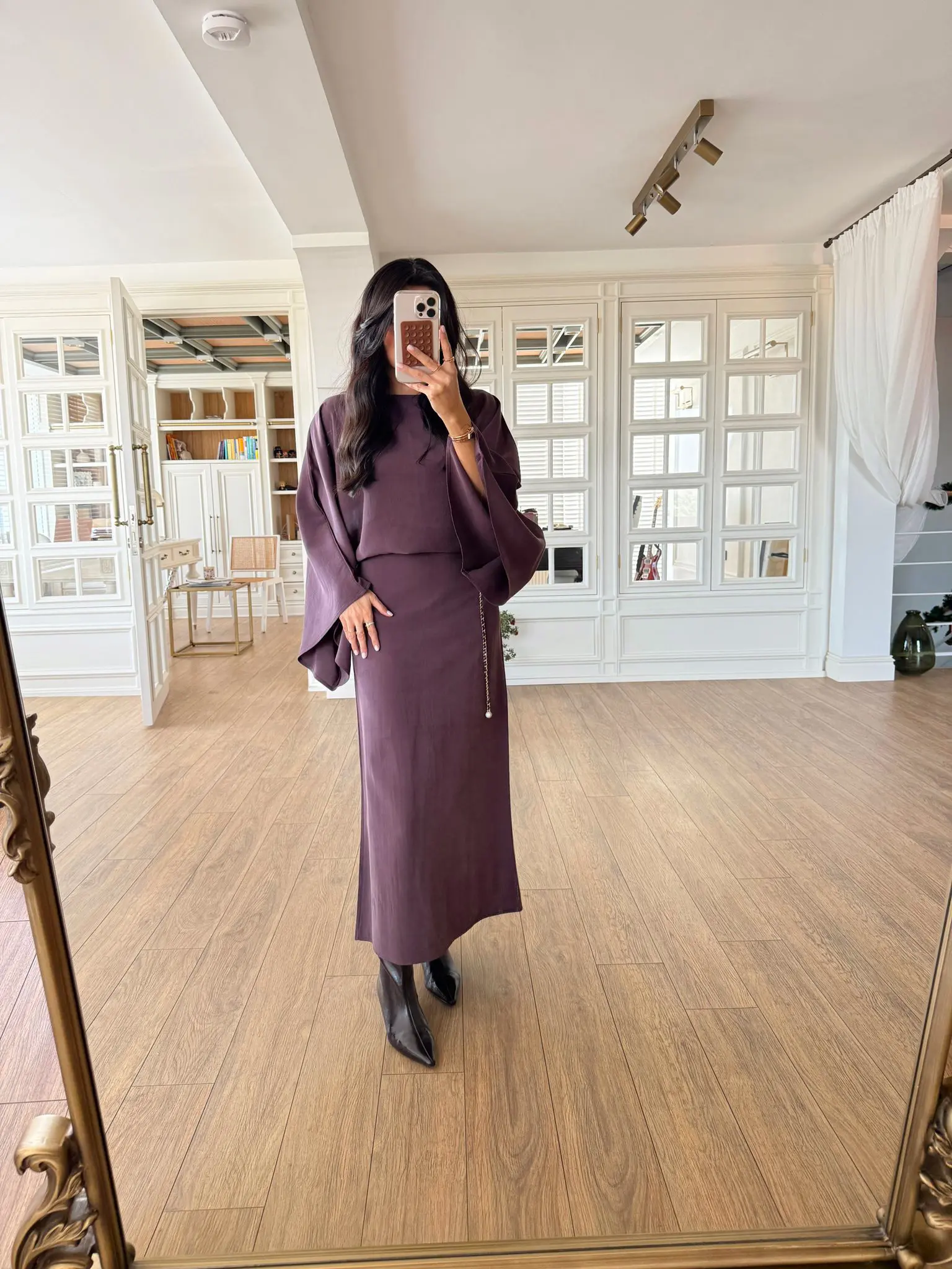 Reddop Yarasa Kol Bel Bağlamalı Maxi Elbise