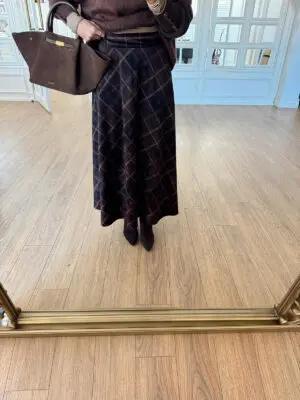 Yules Kahve Ekoseli Etek