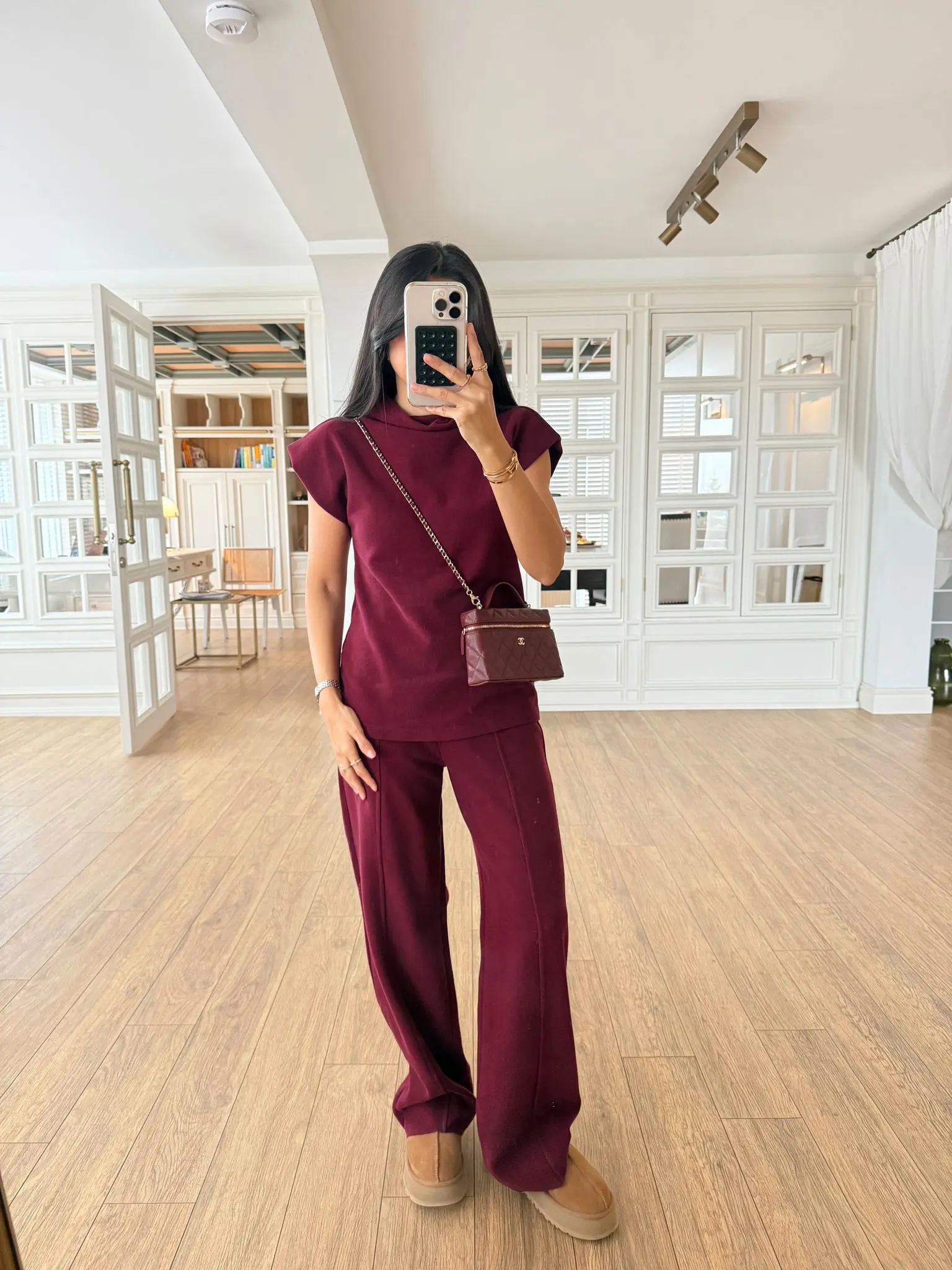 Urugway Dik Yaka Bluz Önden Dikişli Pantolon Takım