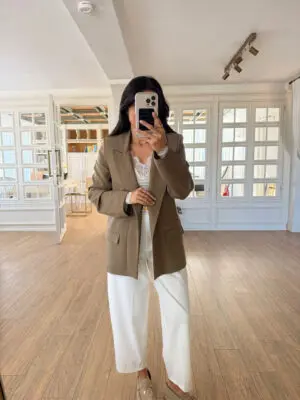 Obie Vizon Çizgili Astar Detaylı Blazer Ceket